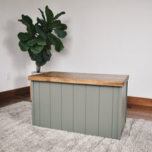 Load image into Gallery viewer, Sage green storage bench, Toy box