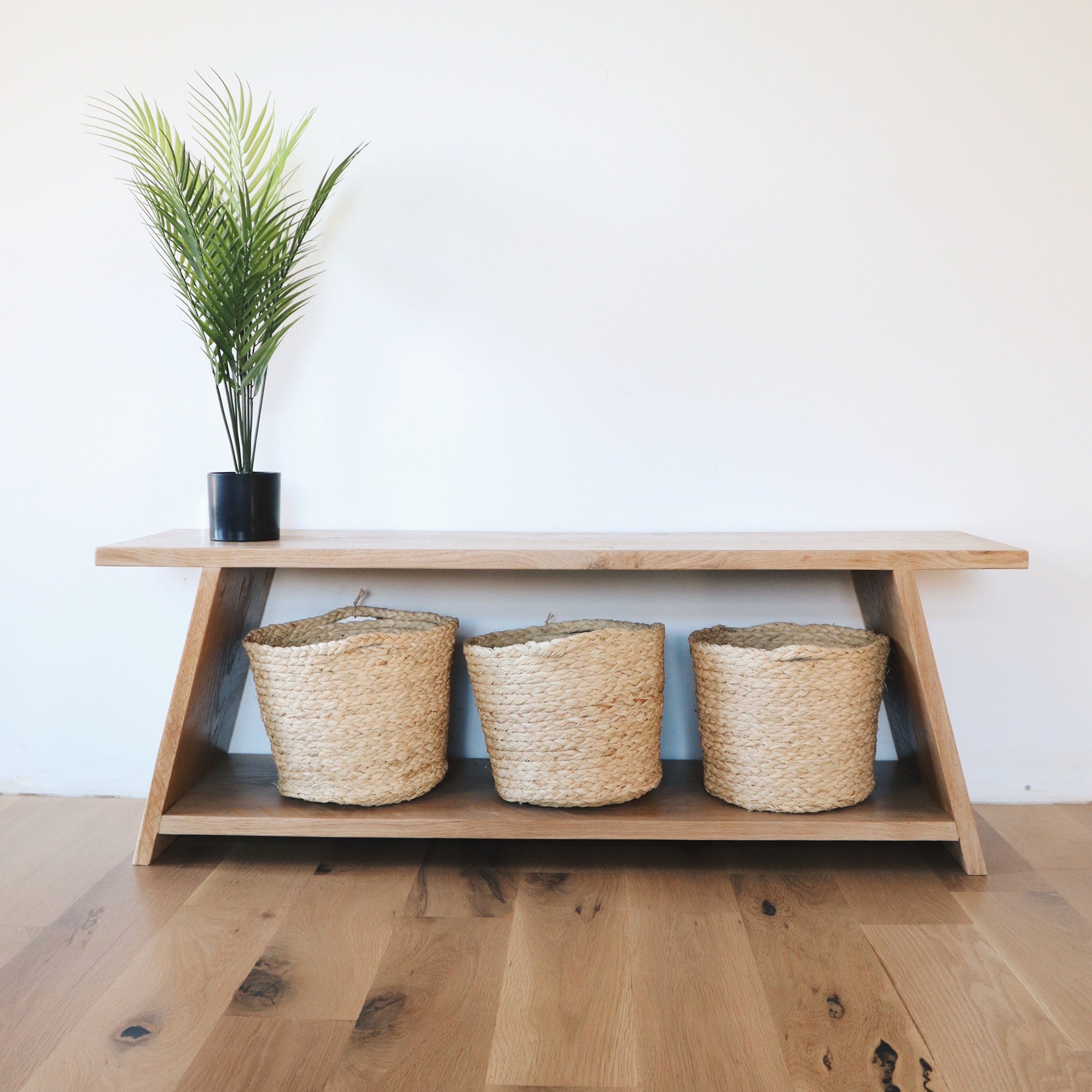 White oak storage bench discount