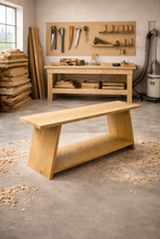 Load image into Gallery viewer, Oak entryway bench