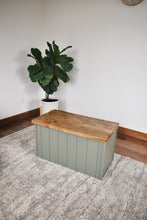 Load image into Gallery viewer, Sage green storage bench, Toy box