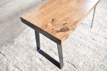 Load image into Gallery viewer, Wood and metal bench