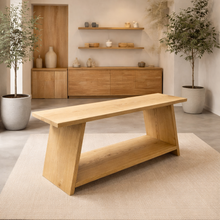 Load image into Gallery viewer, Oak entryway bench