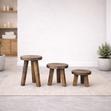 Load image into Gallery viewer, Dark walnut stool
