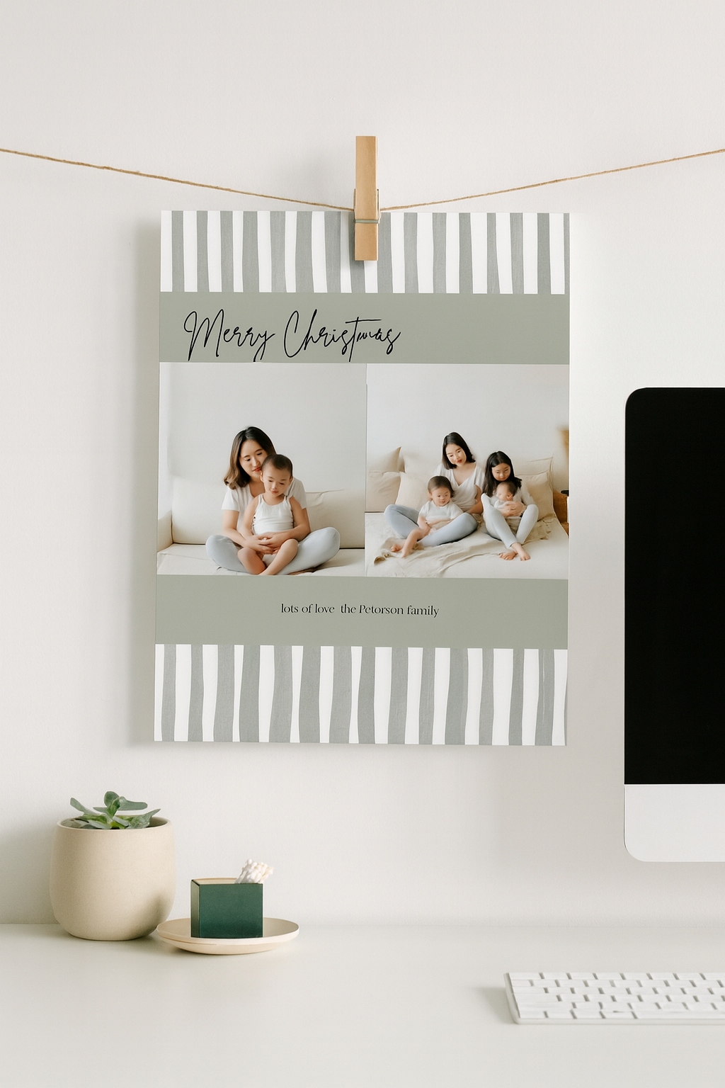 Striped Christmas card template