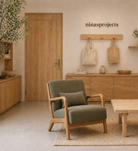 Load image into Gallery viewer, Green linen accent chair
