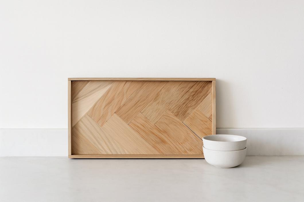 Herringbone white oak tray