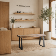 Load image into Gallery viewer, Wood and metal bench
