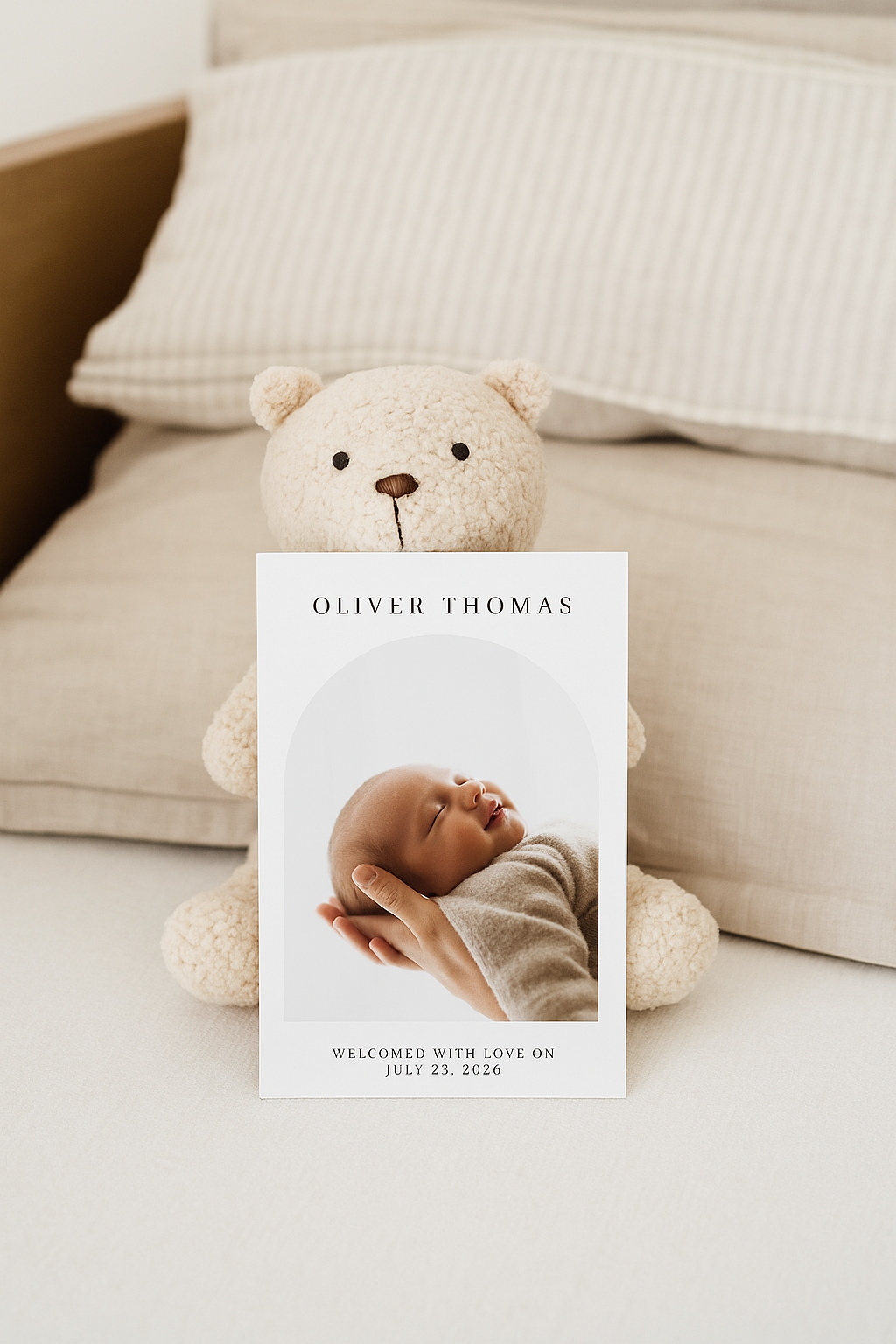 Arched baby announcement card