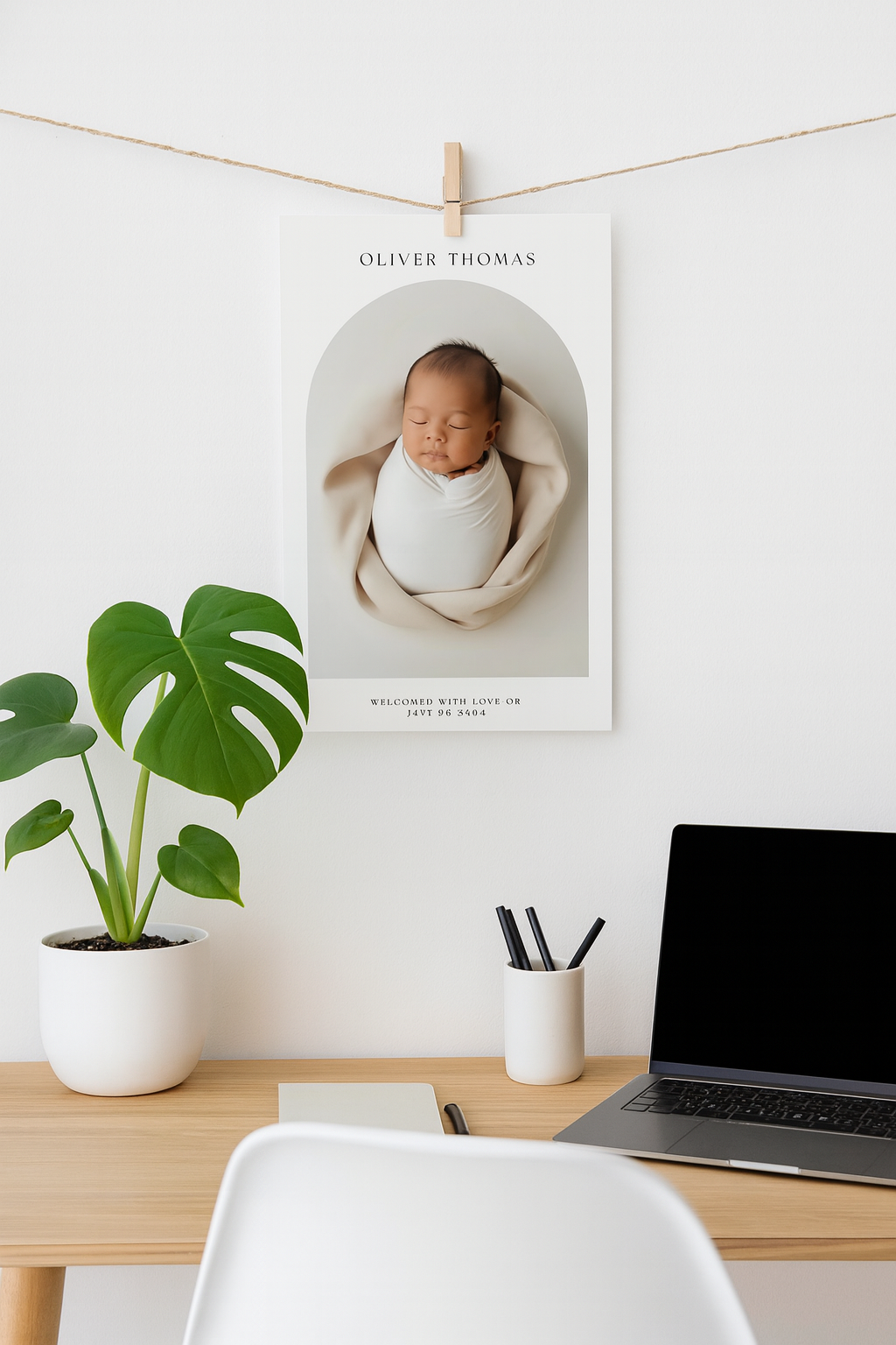 Arched baby announcement card
