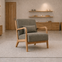 Load image into Gallery viewer, Green linen accent chair
