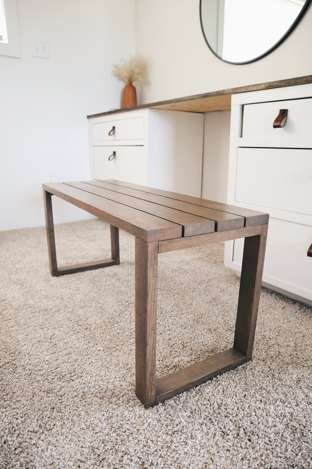 Modern slat bench