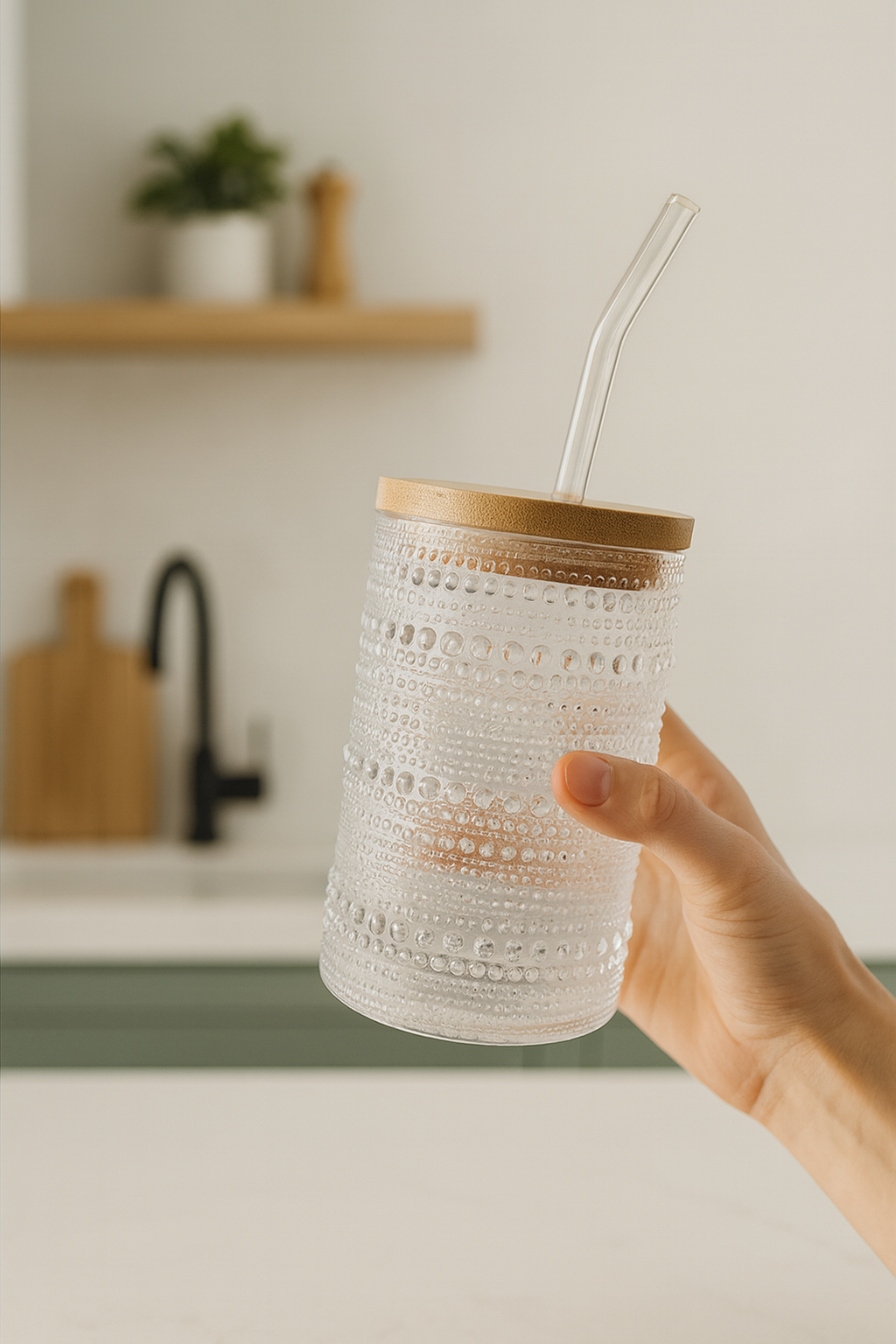 Glass cup with lid || new